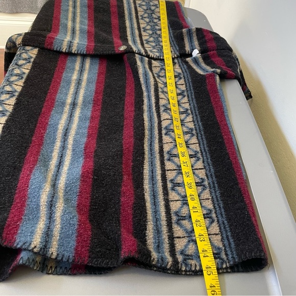 Vermont Country Store Wool Hooded Poncho Jacket Aztec Western Stripe Cabin S/M - Picture 11 of 13